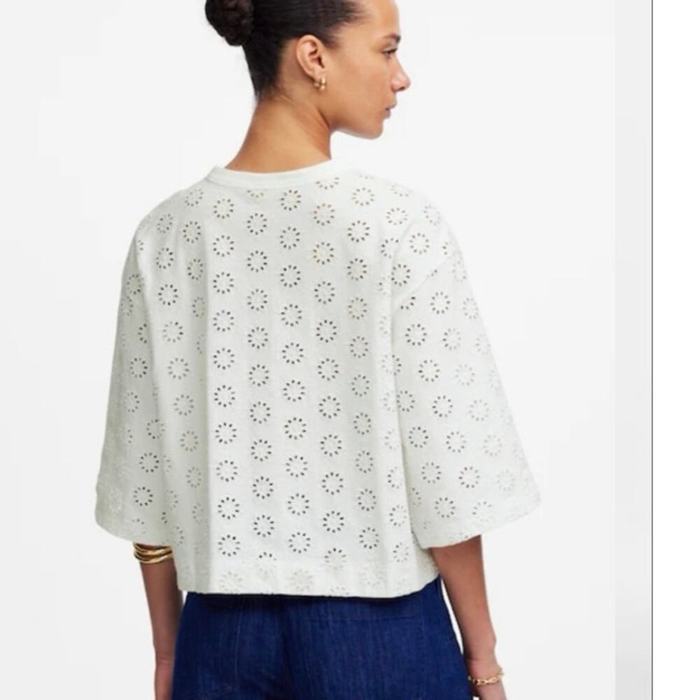 Madewell Embroidered Wide-Sleeve Boxy Tee in White NWT! - Picture 3 of 10